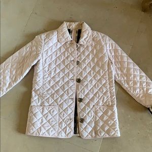 Barely worn pale pink Burberry quilted coat
